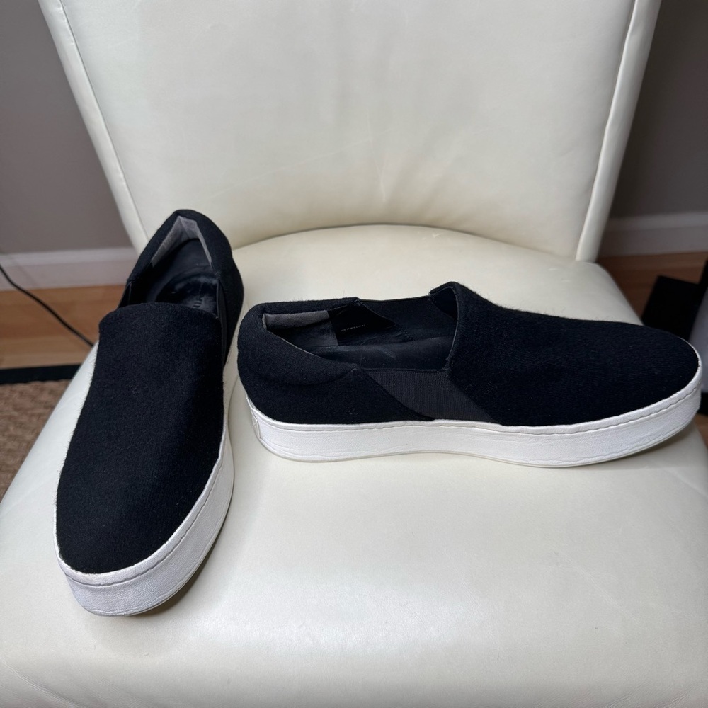 VINCE Warren Wool Flannel Black Slip-On Platform Sneakers Size US 11 (EUR 41) - Picture 13 of 15